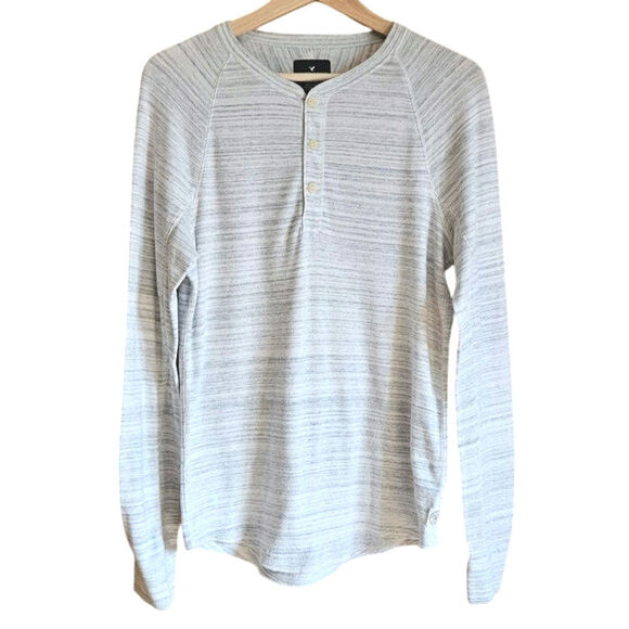 American Eagle Outfitters Button Henley Shirt Grey Men's Size Small - Picture 1 of 7